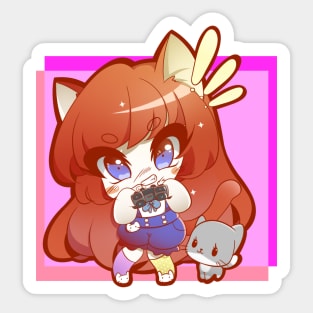 Gamer Girl Chibi Cat Catgirl Video Game Sticker